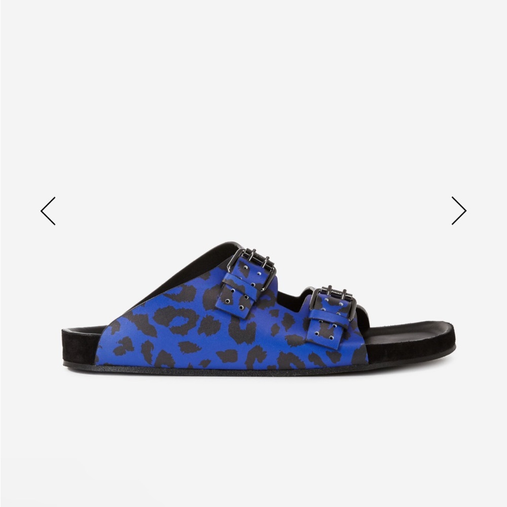 The Kooples Blue Leopard Print Slide Sandals men’s size 9